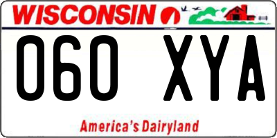 WI license plate 060XYA