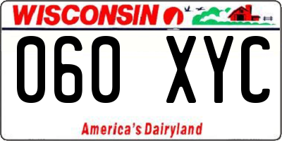 WI license plate 060XYC