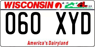 WI license plate 060XYD