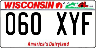 WI license plate 060XYF