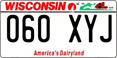 WI license plate 060XYJ