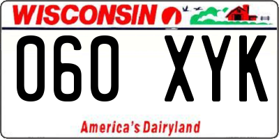 WI license plate 060XYK