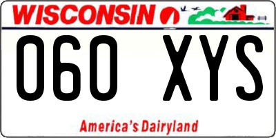 WI license plate 060XYS