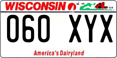 WI license plate 060XYX