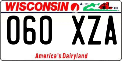 WI license plate 060XZA