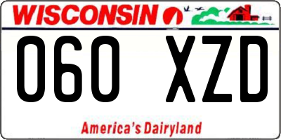 WI license plate 060XZD