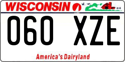 WI license plate 060XZE