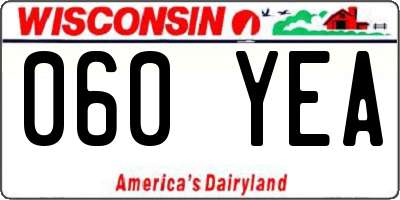 WI license plate 060YEA