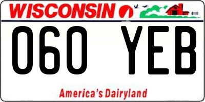 WI license plate 060YEB