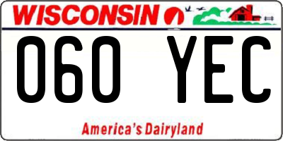 WI license plate 060YEC