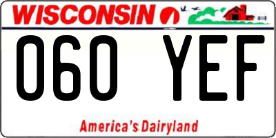 WI license plate 060YEF