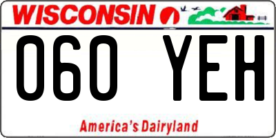 WI license plate 060YEH