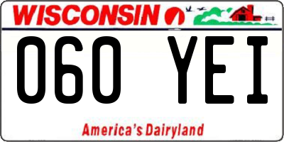 WI license plate 060YEI