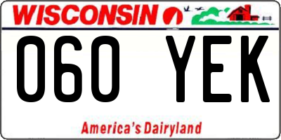 WI license plate 060YEK