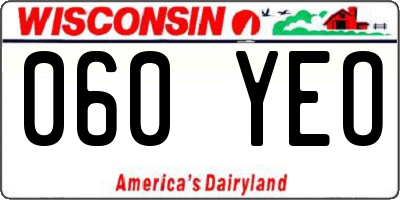 WI license plate 060YEO