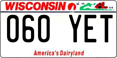 WI license plate 060YET