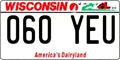 WI license plate 060YEU