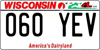 WI license plate 060YEV