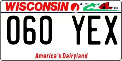 WI license plate 060YEX