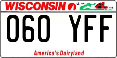 WI license plate 060YFF