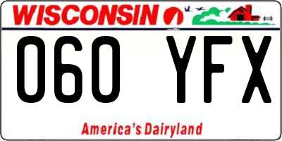 WI license plate 060YFX