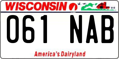 WI license plate 061NAB