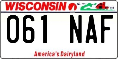 WI license plate 061NAF