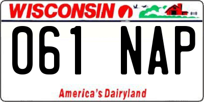 WI license plate 061NAP