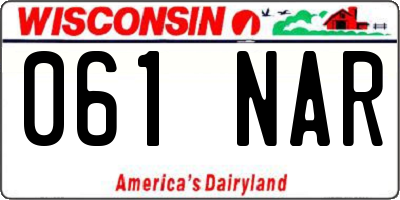 WI license plate 061NAR