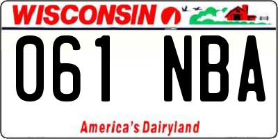 WI license plate 061NBA