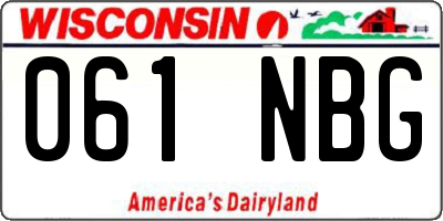 WI license plate 061NBG