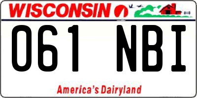 WI license plate 061NBI