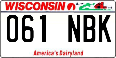 WI license plate 061NBK
