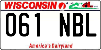 WI license plate 061NBL
