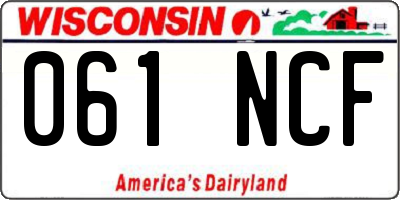 WI license plate 061NCF