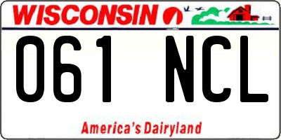 WI license plate 061NCL
