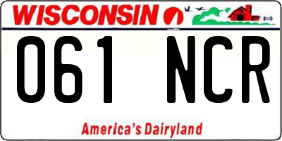 WI license plate 061NCR