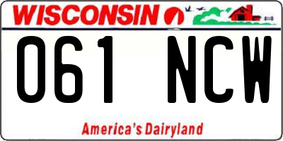 WI license plate 061NCW