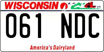 WI license plate 061NDC
