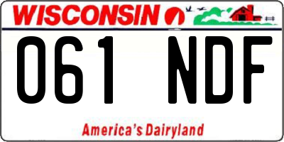WI license plate 061NDF