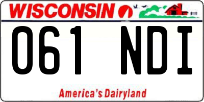 WI license plate 061NDI