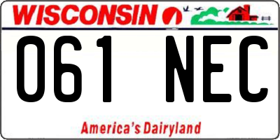 WI license plate 061NEC