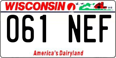 WI license plate 061NEF