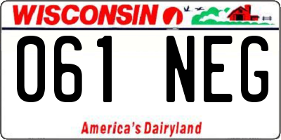 WI license plate 061NEG