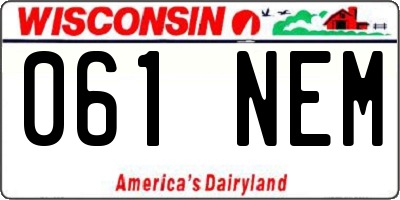 WI license plate 061NEM