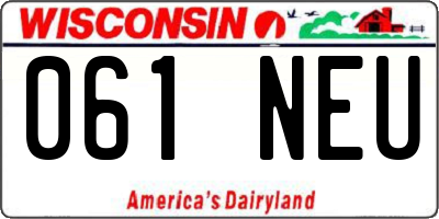 WI license plate 061NEU