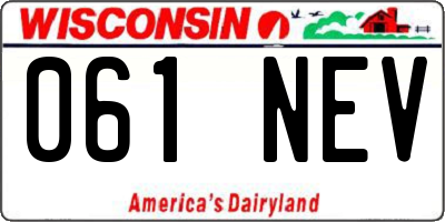 WI license plate 061NEV