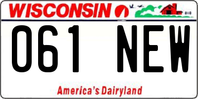 WI license plate 061NEW