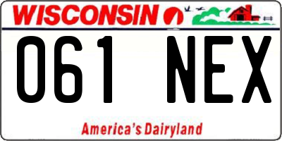 WI license plate 061NEX