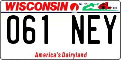 WI license plate 061NEY